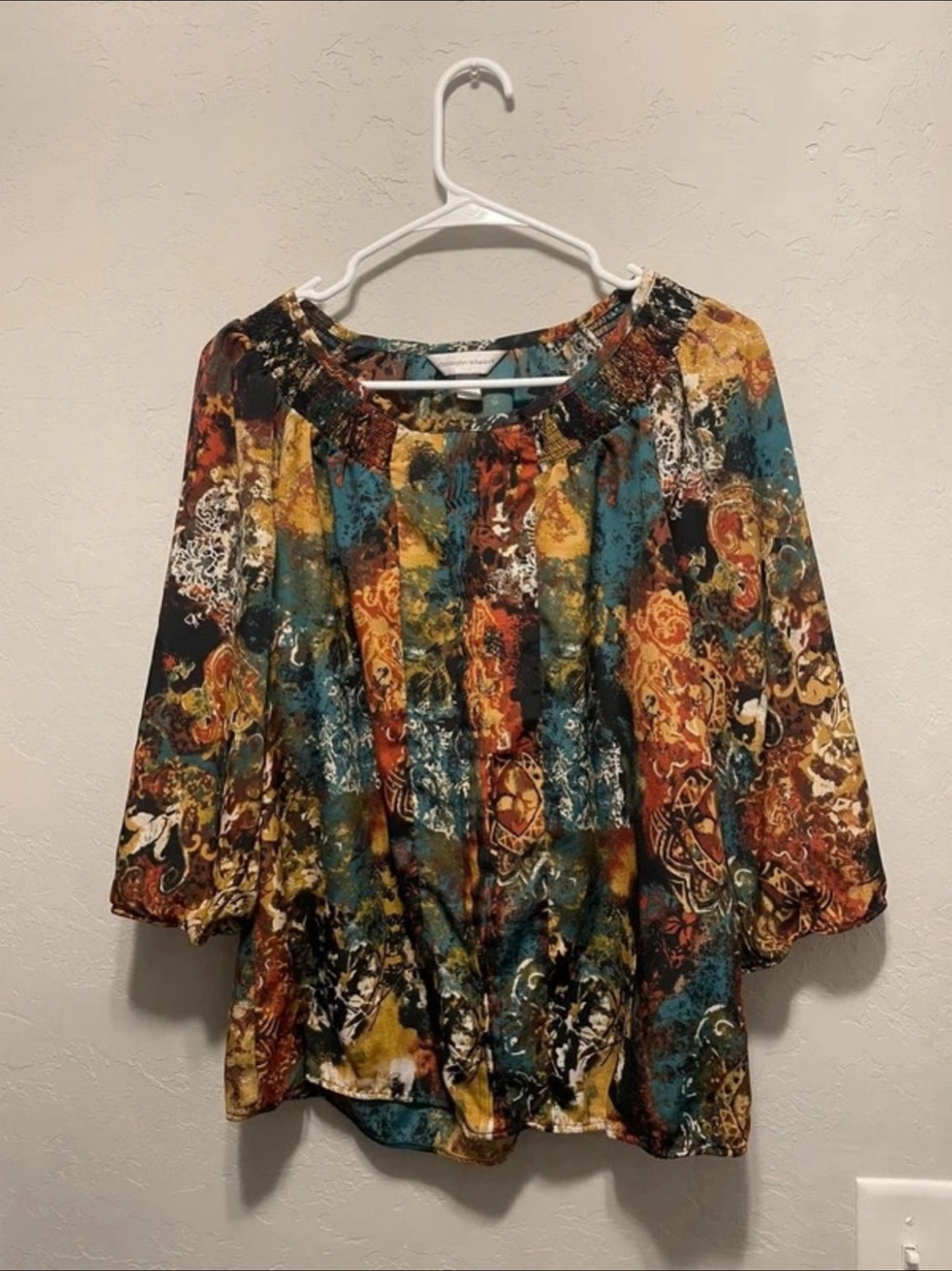 Christopher & Banks Abstract Multicolor & Blue Blouse- New without tag- Medium